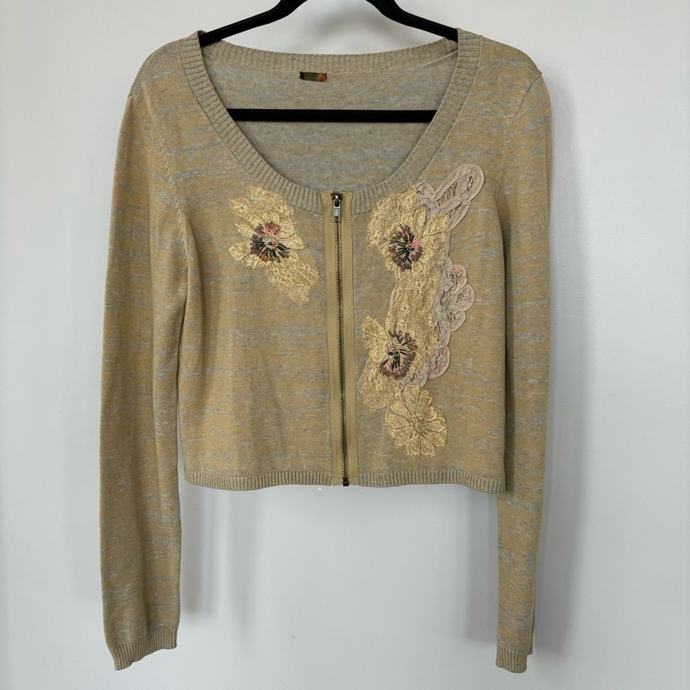 Aratta Silent Journey Long Sleeve Zip Up Sweater‎ Size M